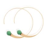 A PAIR OF MALACHITE AND DIAMOND HOOP EARRINGS Each hoop set with a malachite bead with brilliant-cut