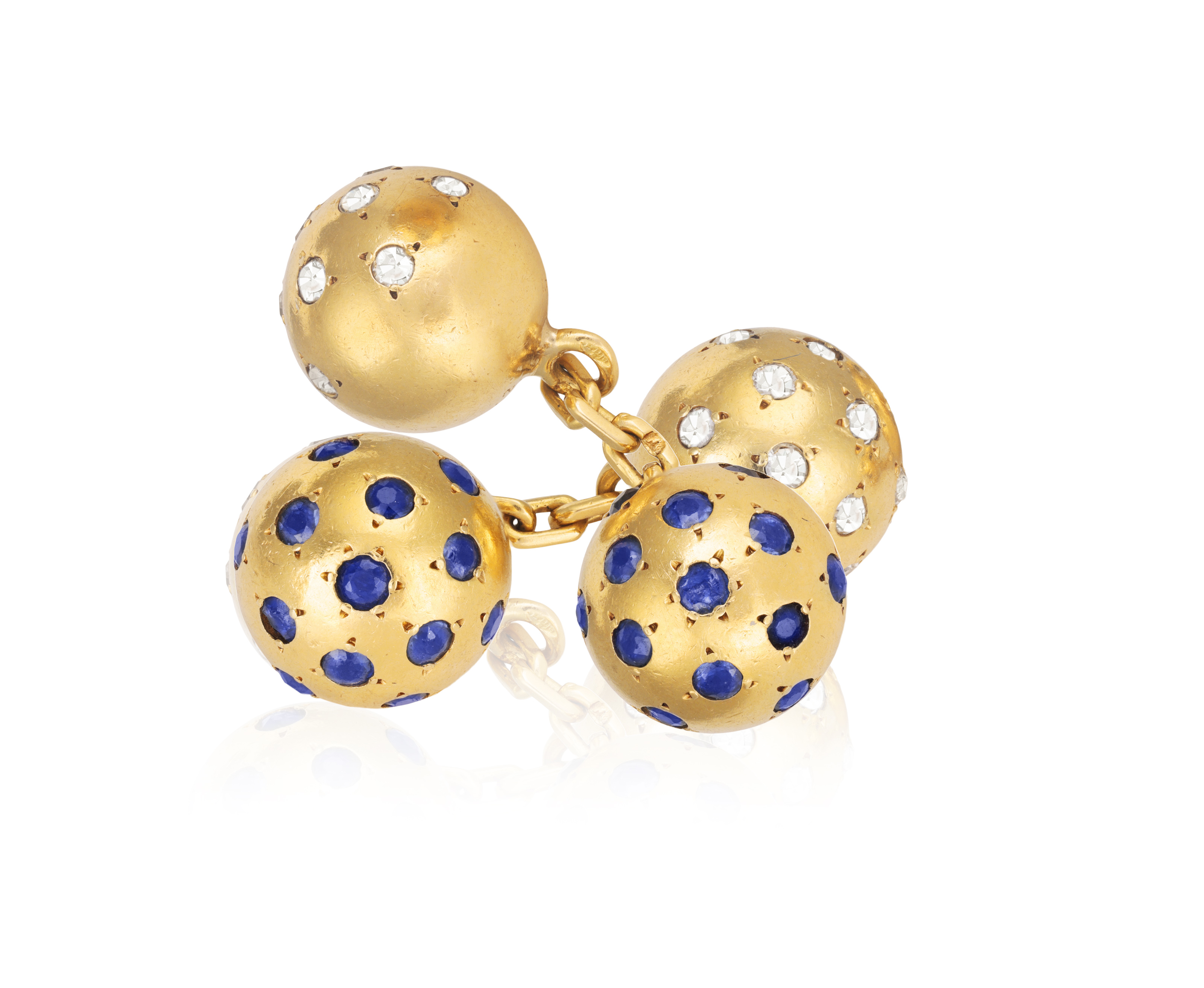 A PAIR OF SAPPHIRE AND DIAMOND CUFFLINKS, BY VAN CLEEF & ARPELS, CIRCA 1960 Each composed of - Image 2 of 10