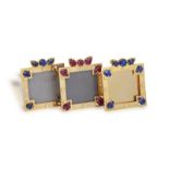 THREE GEM-SET PHOTOGRAPH FRAMES Each square-shaped free standing miniature photograph frame,