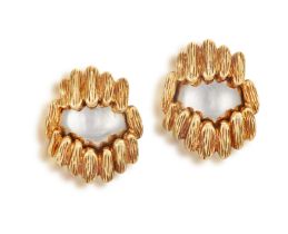 A PAIR OF GOLD EAR CLIPS, BY MELLERIO Of bi-coloured design, each composed of a polished dome,