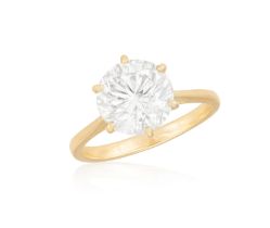 A DIAMOND SINGLE-STONE RING The brilliant-cut diamond within a six-claw setting, to a plain hoop,