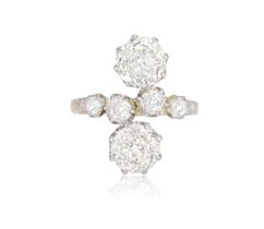 AN EARLY 20TH CENTURY 'TOI ET MOI' DIAMOND DRESS RING Composed of two old-cut diamonds weighing