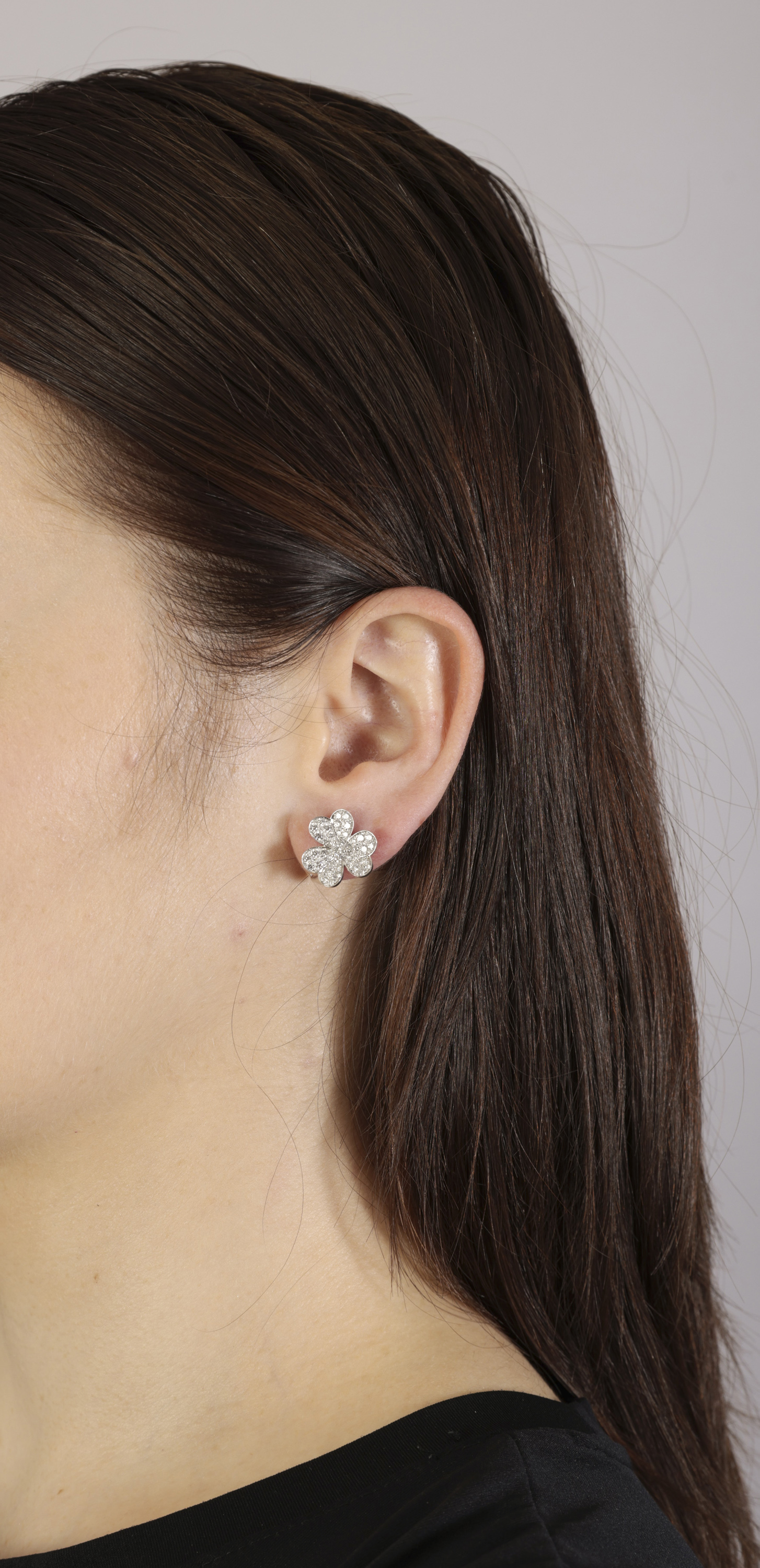 A PAIR OF DIAMOND 'FRIVOLE' EARRINGS, BY VAN CLEEF & ARPELS Each flowerhead centring a brilliant-cut - Image 2 of 3