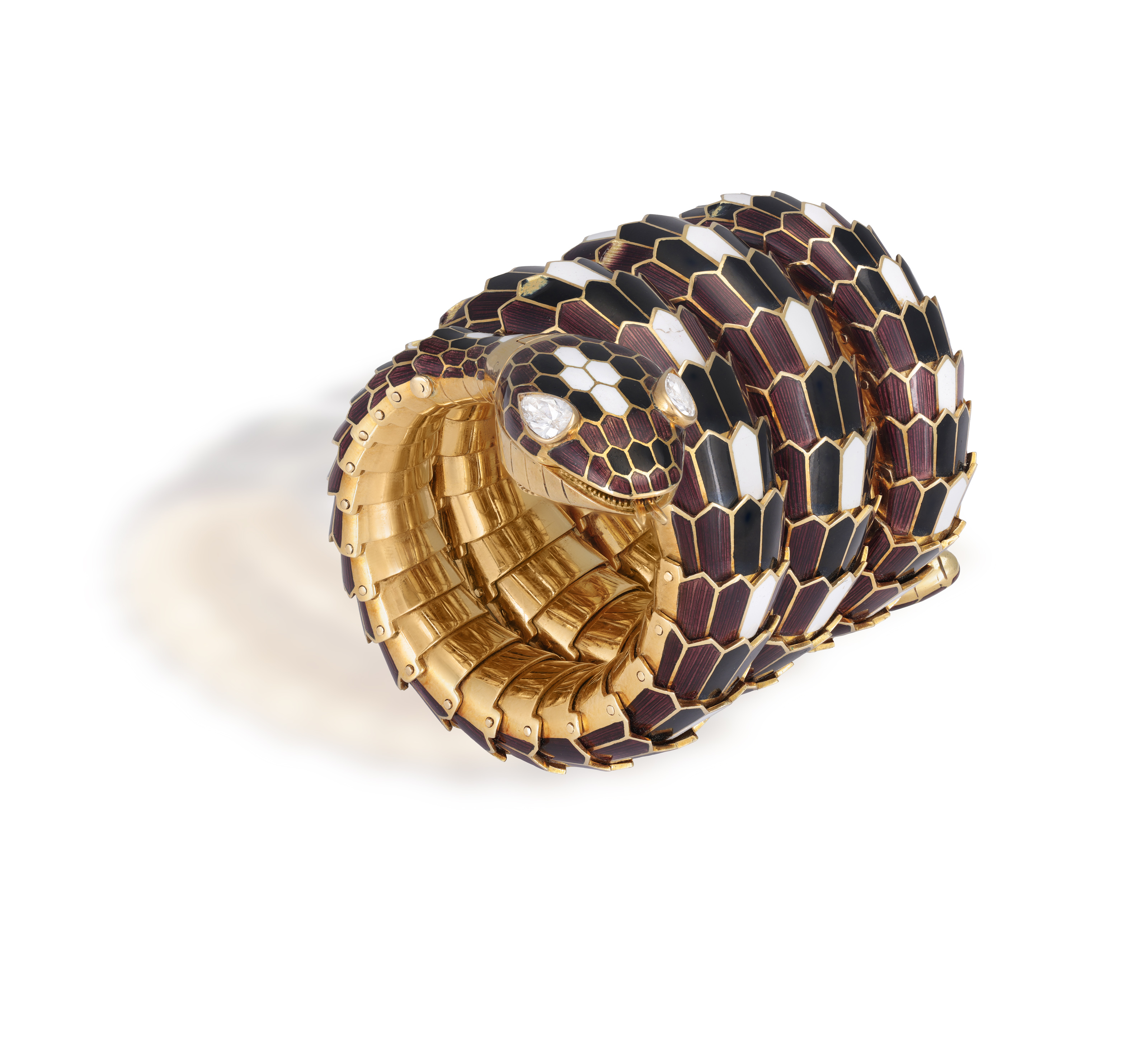 A RARE AND COLLECTIBLE 'SERPENTI' BRACELET WATCH, BY BULGARI, CIRCA 1960 Designed as a snake, the - Image 3 of 14