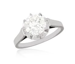 A DIAMOND SINGLE-STONE RING, CIRCA 1960 The European-cut diamond weighing approximately 1.75cts