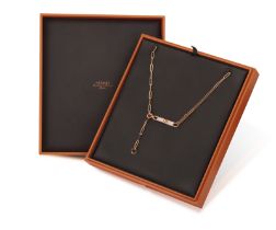 A DIAMOND 'KELLY CHAÎNE LARIAT' NECKLACE, BY HERMÈS The elongated cable-link chain highlighted