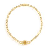 A CITRINE AND DIAMOND NECKLACE, BY BULGARI, CIRCA 1980 The flattened curb-link chain, set to the