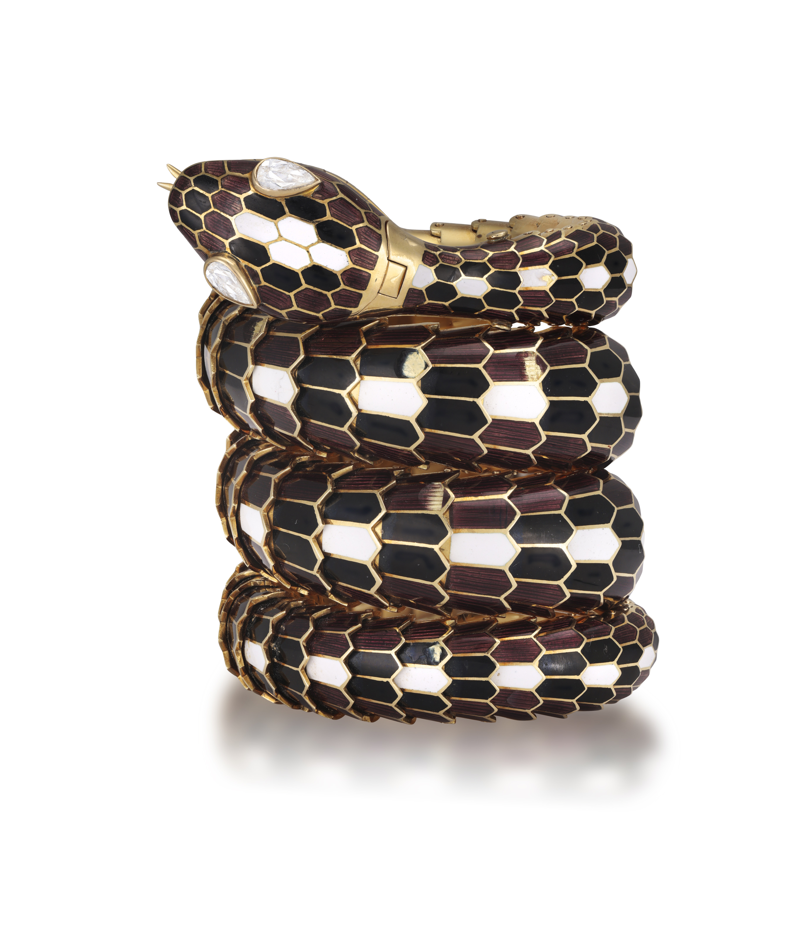 A RARE AND COLLECTIBLE 'SERPENTI' BRACELET WATCH, BY BULGARI, CIRCA 1960 Designed as a snake, the - Image 4 of 14