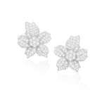 A PAIR OF DIAMOND EARRINGS Each flowerhead pavé-set with brilliant-cut diamonds, mounted in 18K