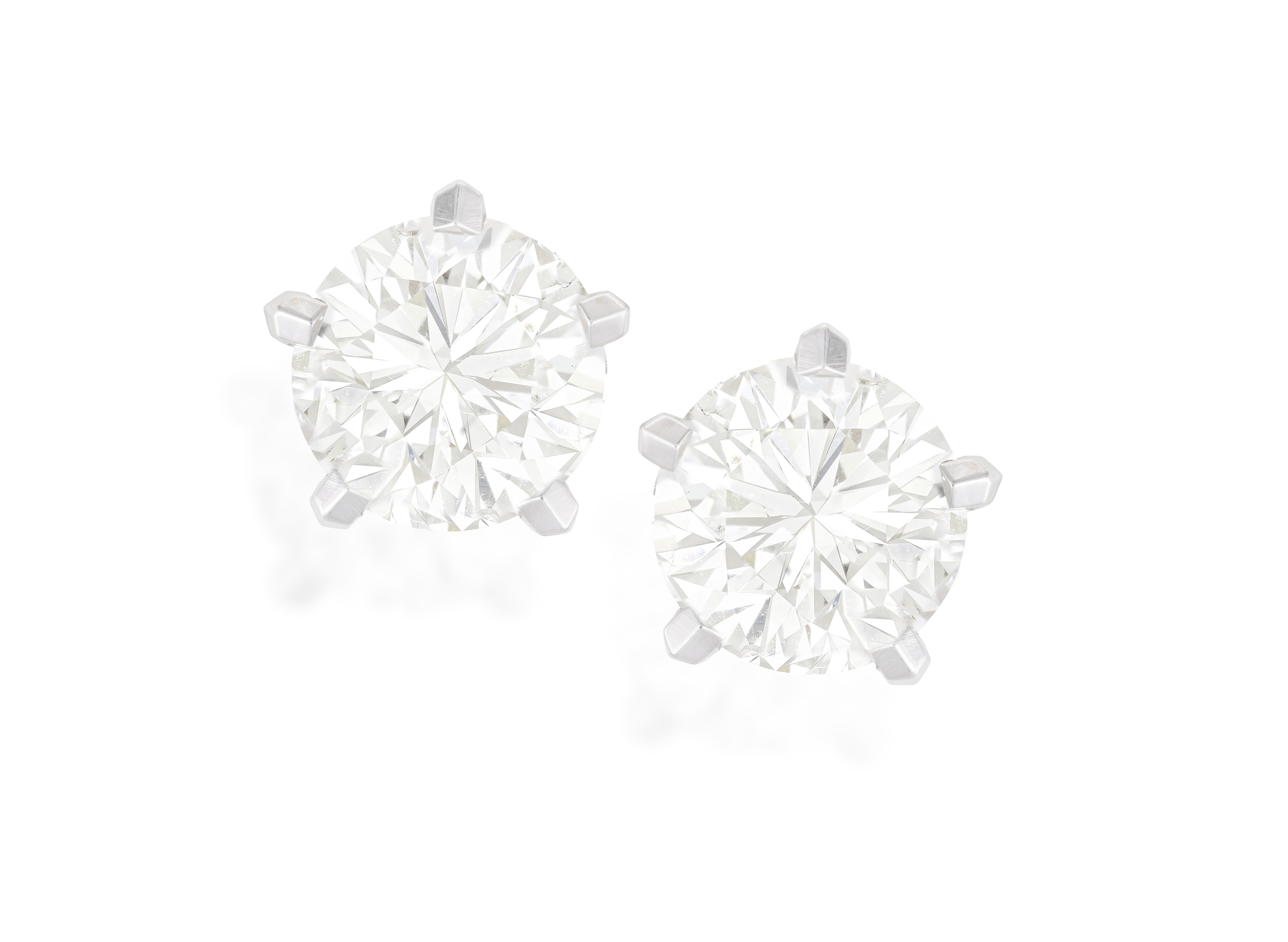 A PAIR OF DIAMOND EARSTUDS Each brilliant-cut diamond weighing 1.45cts, within five-claw setting,