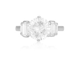 A DIAMOND SINGLE-STONE RING The brilliant-cut diamond weighing approximately 2.60cts within a six-