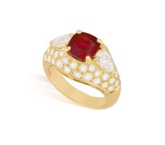 A VERY FINE RUBY AND DIAMOND RING, BY BULGARI