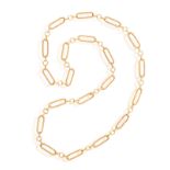 A GOLD CHAIN NECKLACE, FRENCH, CIRCA 1960 Composed of a fancy-link chain with ropetwist detailing,