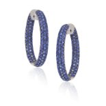 A PAIR OF SAPPHIRE HOOP EARRINGS Each pavé-set with circular-cut sapphires, mounted in 18K gold,