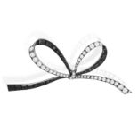 A LATE 19TH CENTURY DIAMOND AND ONYX BOW BROOCH Designed as a ribbon bow, set with old-cut