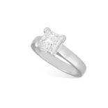 A DIAMOND SINGLE-STONE RING The princess-cut diamond weighing 1.59cts within a four-claw setting,