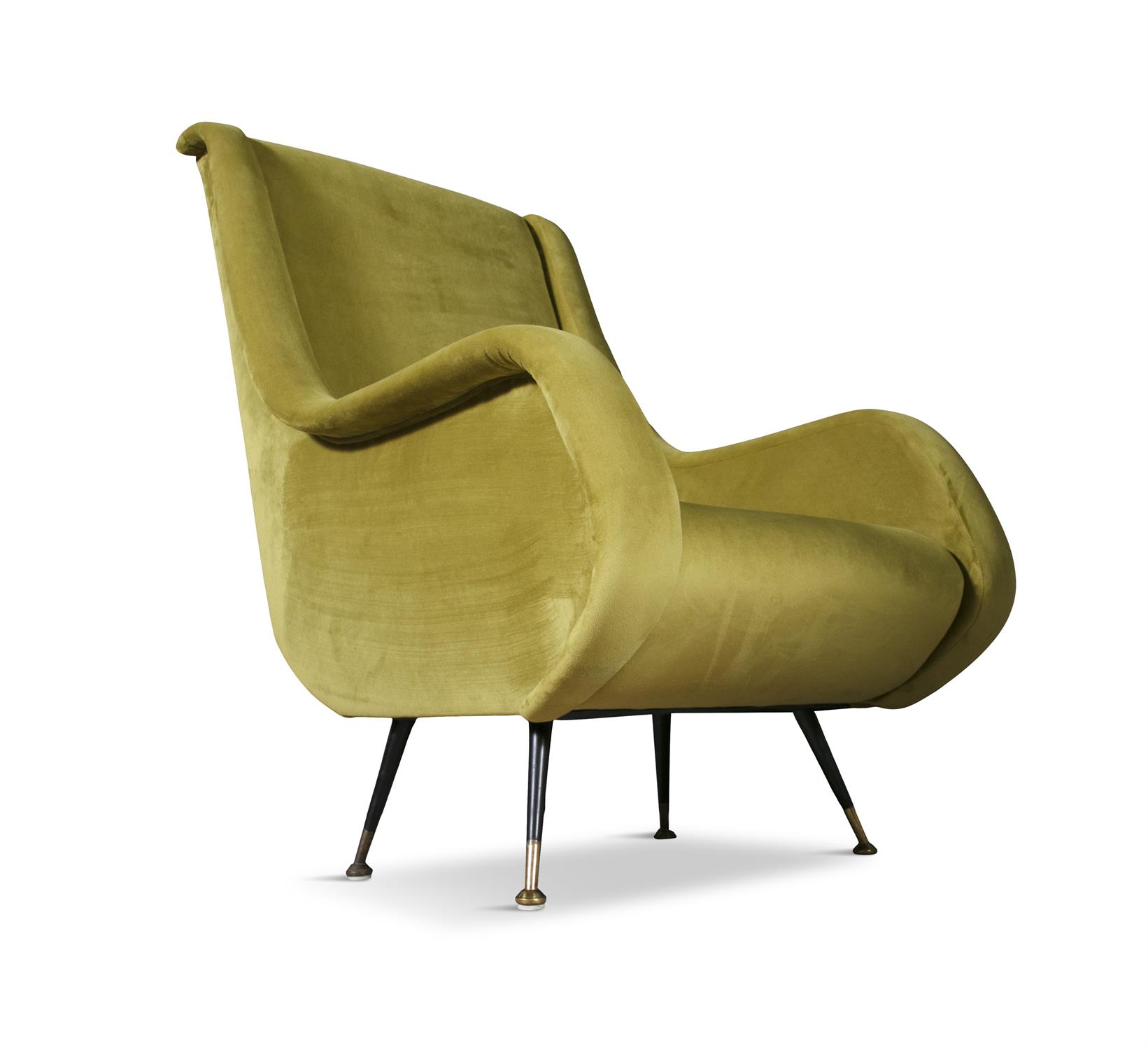 ARMCHAIRS A pair olive upholstered Italian armchairs. 67 x 90 x 97cm(h); seat 40cm(h) - Image 5 of 5