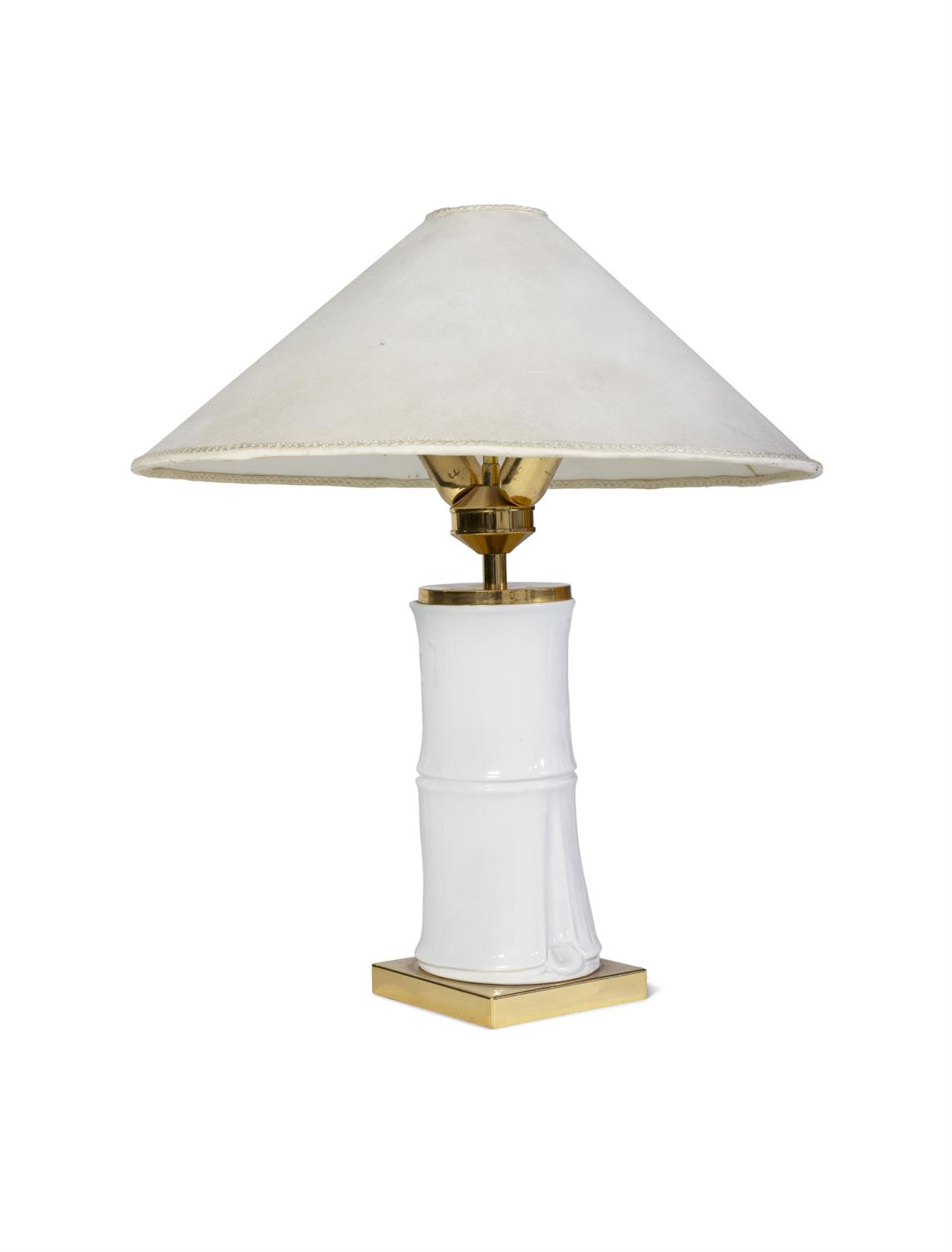 TABLE LAMP A ceramic and gilt metal table lamp. Italy, c.1970. 67cm(h)