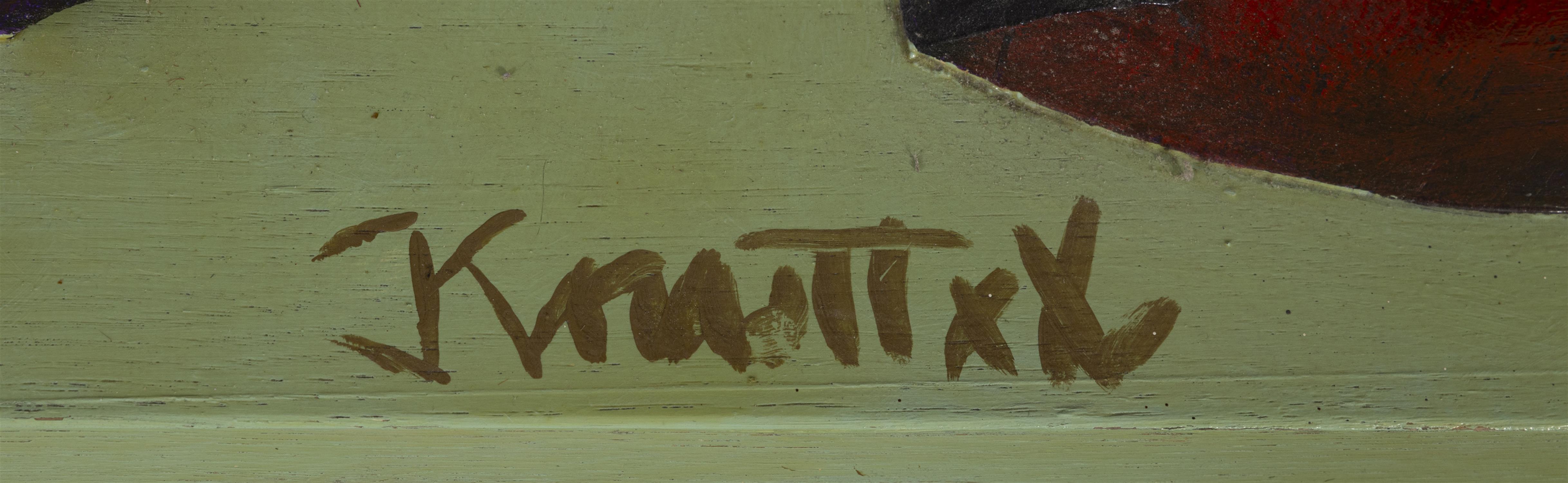 GRAHAM KNUTTEL (1954-2023) Red Cat Oil on Timber, 117 x 18 x 87cm(h) Signed - Image 3 of 4