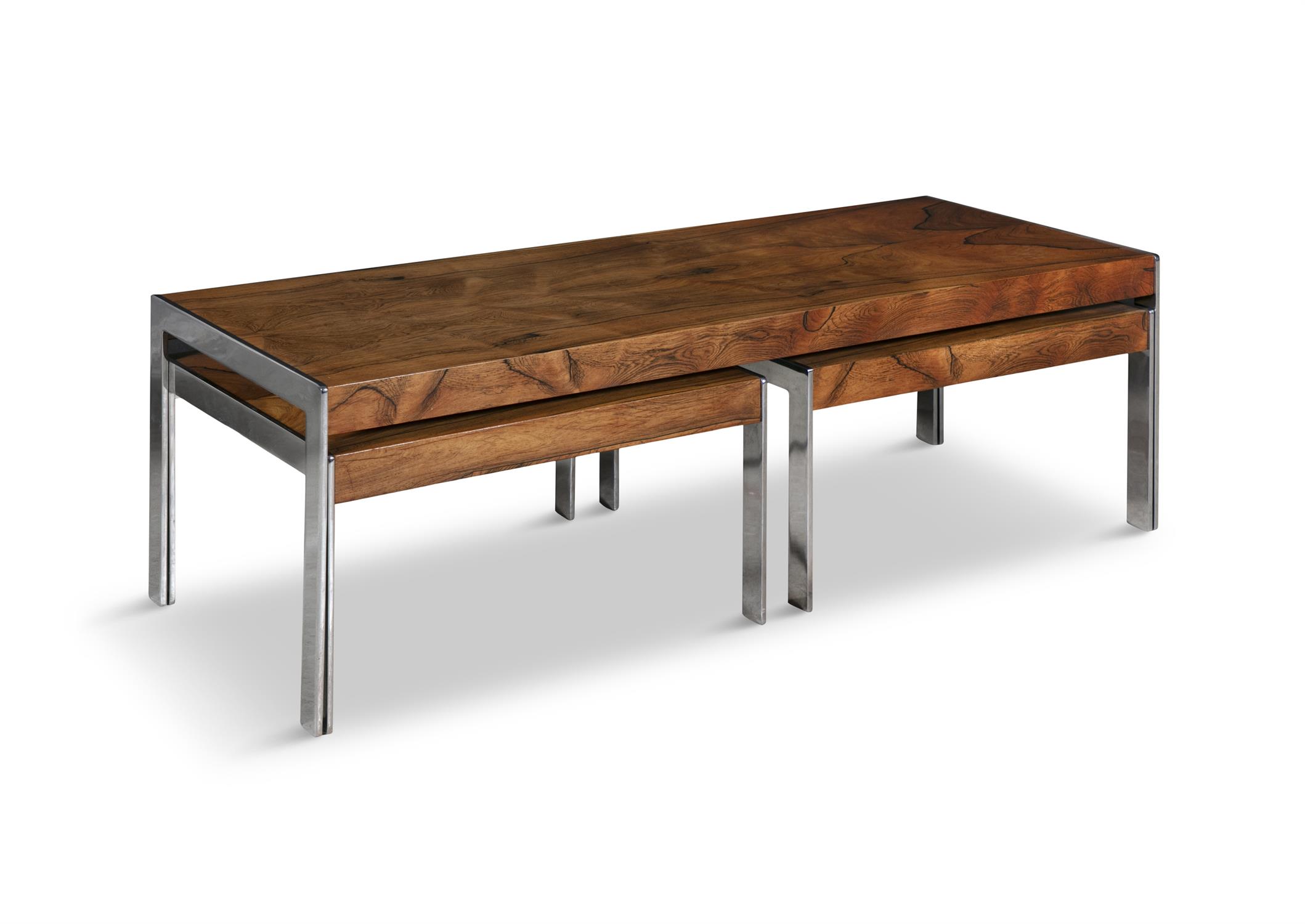 MERROW ASSOCIATES A rosewood nest of tables by Merrow & Associates. 123 x 45.5 x 38cm(h)