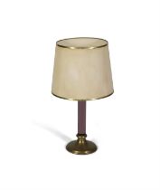 TABLE LAMP A brass and glass table lamp. Italy, c.1970. 91cm(h)