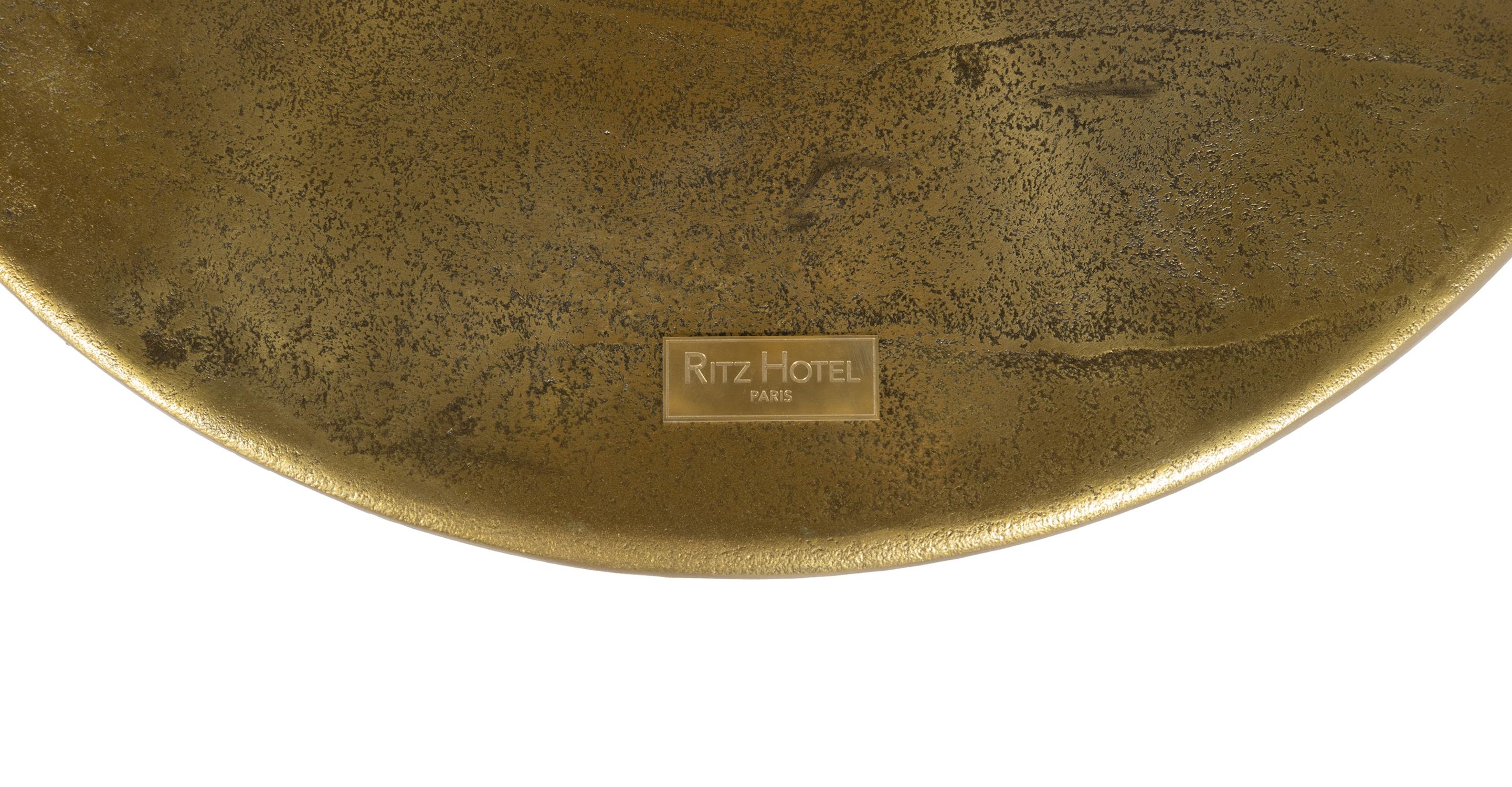SIDE TABLES A pair of patinated iron circular tables, Ritz Hotel, Paris bearing Ritz, Paris label. - Image 5 of 5