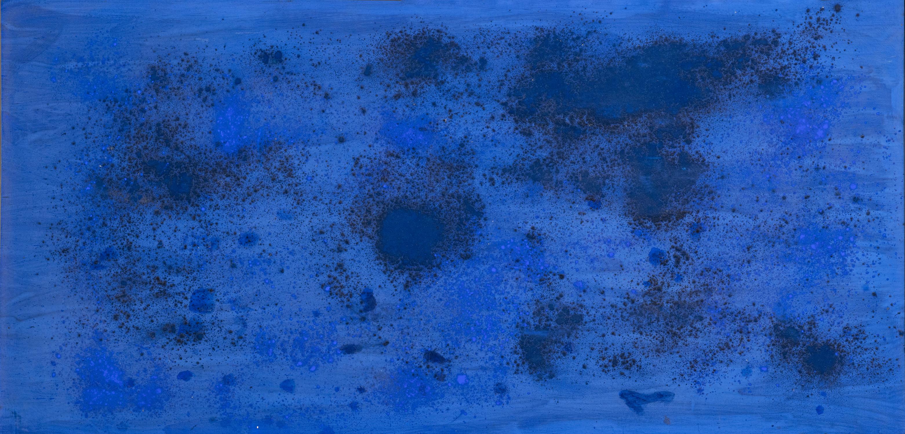 GIULIO TURCATO (1912 -1995) Superfiore Bleu Oil on canvas, 60 x 120cm Signed (bottom