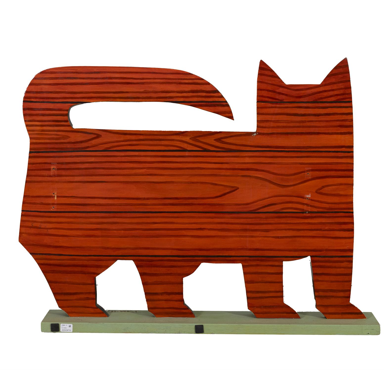 GRAHAM KNUTTEL (1954-2023) Red Cat Oil on Timber, 117 x 18 x 87cm(h) Signed - Image 4 of 4