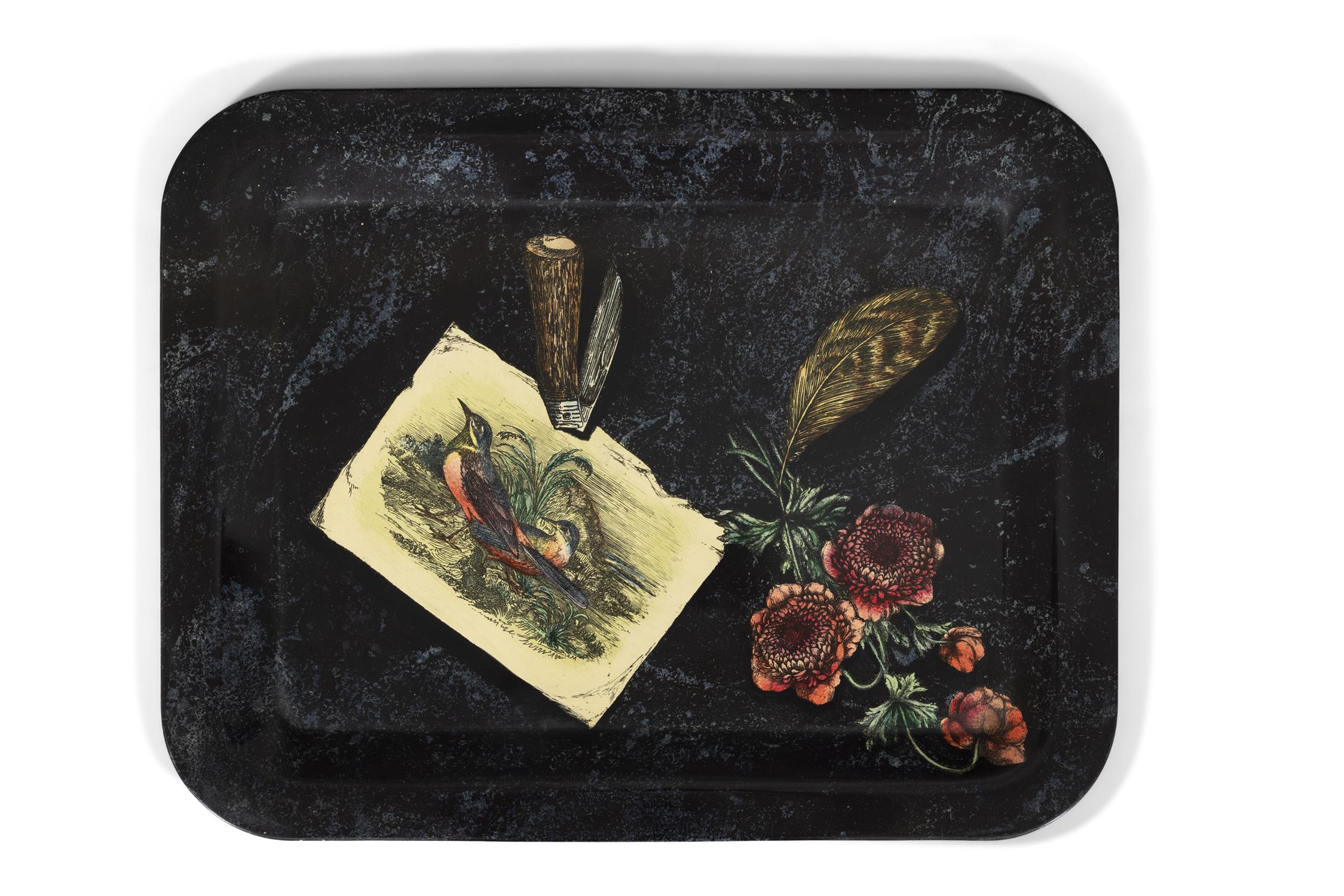 FORNASETTI An enamel tray by Fornasetti, with maker's label, Italy c. 1970. 58 x 46.5cm - Image 3 of 4