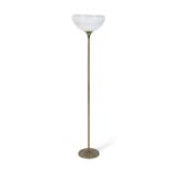 FLOOR LAMP A brass floor lamp with a glass shade. Italy, c.1960. 167cm(h)