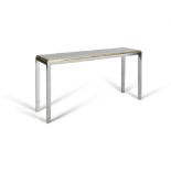 CONSOLE TABLE A gilt metal and chrome console table. Italy, c.1970. 140 x 40 x 75.5(h)