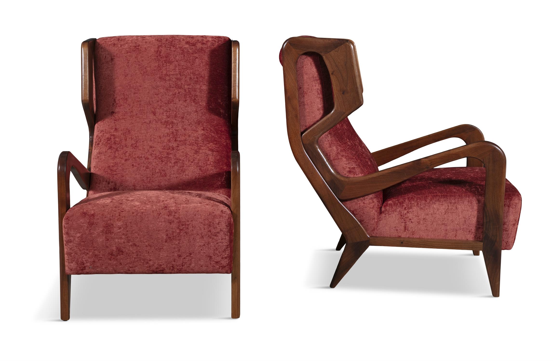 ARMCHAIRS A pair of armchairs in the manner of Gio Ponti. Italy, c.1950. 65 x 88 x 102cm(h); seat - Image 3 of 6