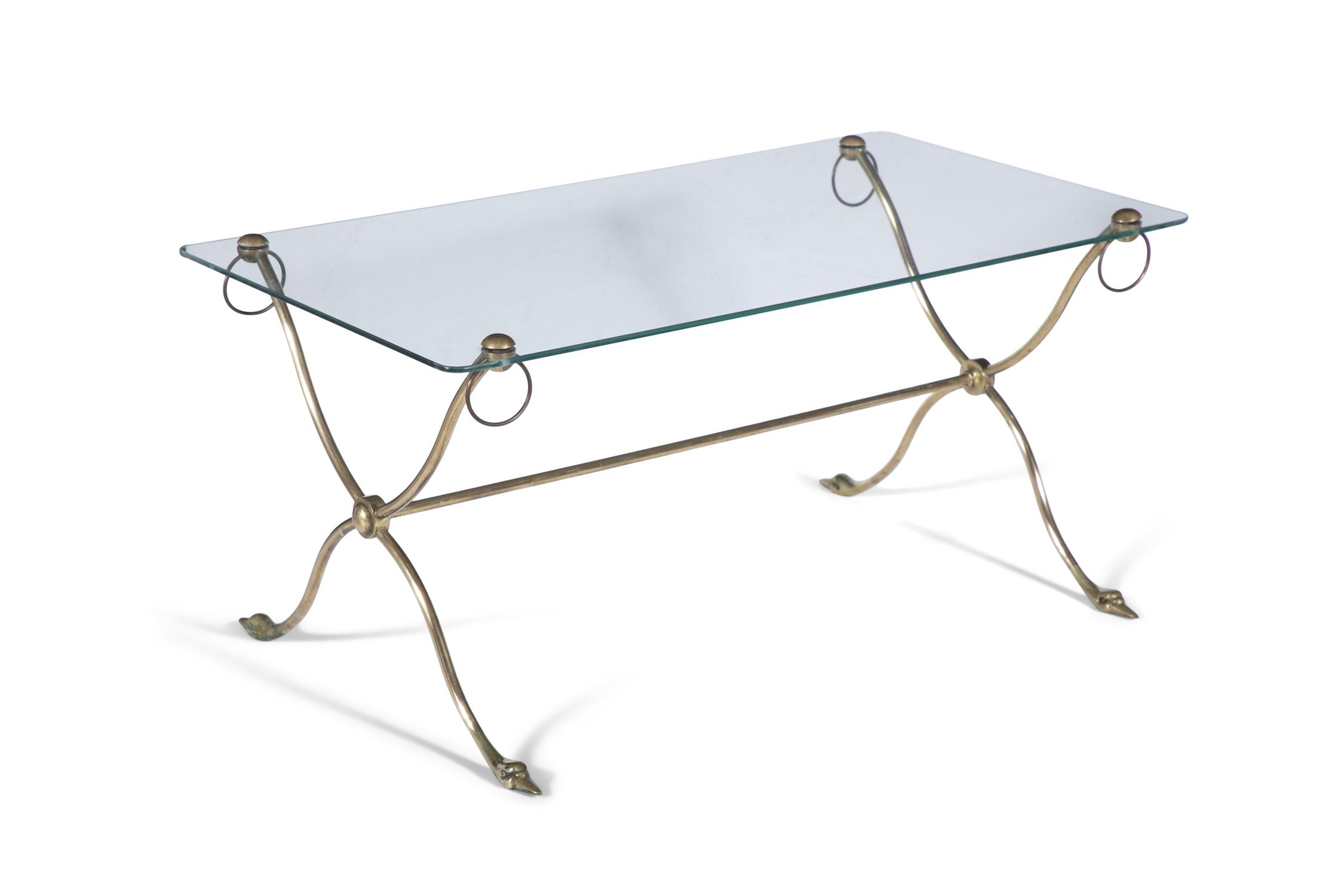 COFFEE TABLE A rectangular brass coffee table with glass top attrib. to Maison Jansen. c.1970. - Image 2 of 5