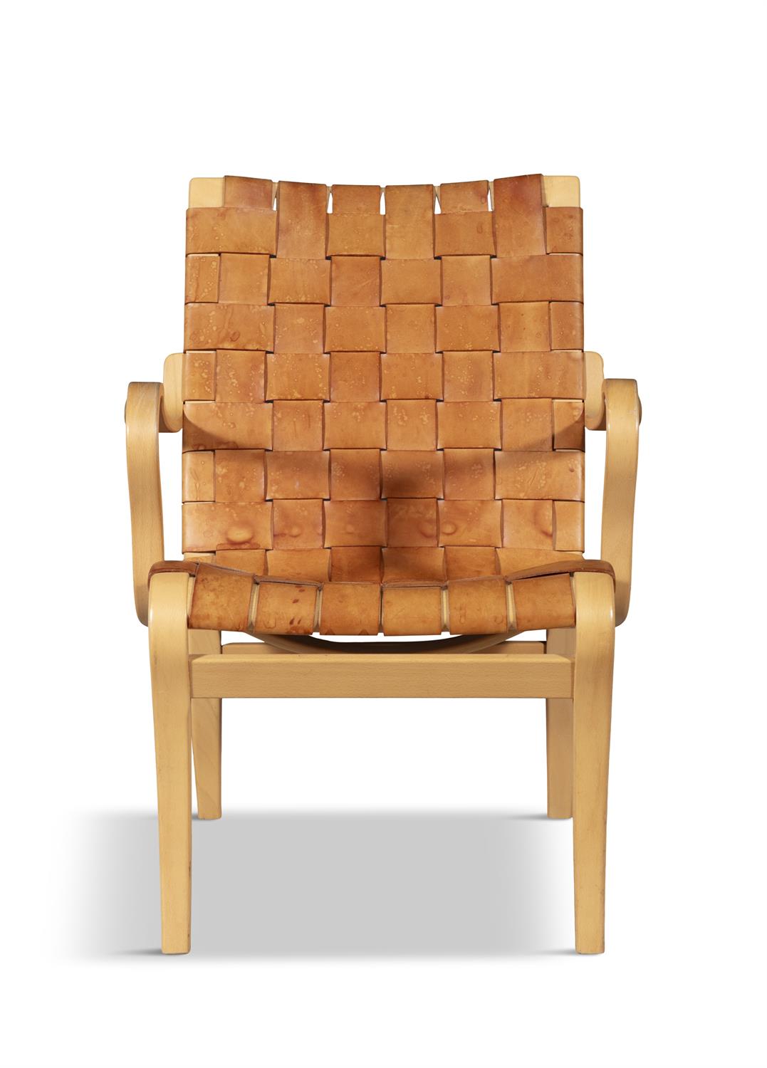 BRUNO MATHSSON Eva armchair by Bruno Mathsson in beech and leather. c.1970. 60 x 65 x 80cm(h); - Image 2 of 5