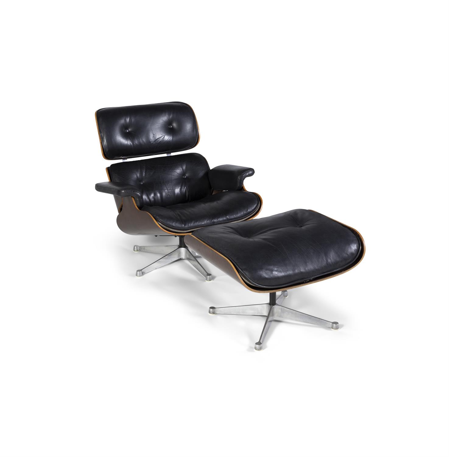 EAMES Lounge chair and ottoman, 670 & 671 in rosewood and leather by Eames for ICF. Italy, c.1960. - Image 2 of 9