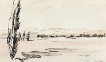 SIR DAVID MUIRHEAD BONE HRSA HRWS (1876-1953) Near Val de Banos Graphite and watercolour wash,