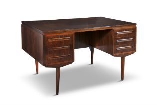 DESK A rosewood desk. Denmark, c.1960. 130 x 71 x 73cm(h)