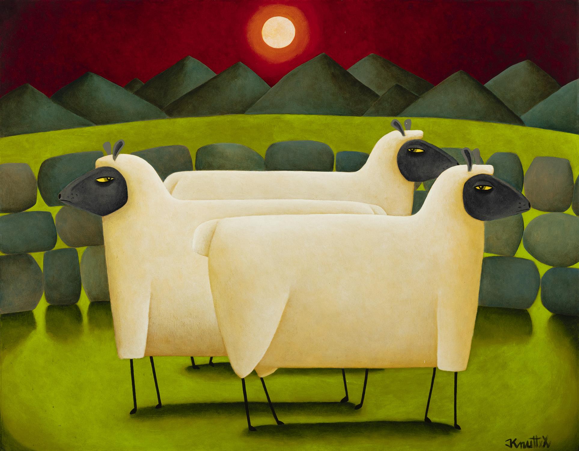 GRAHAM KNUTTEL (1954-2023) Three Sheep Oil on Canvas, 120 x 153cm Signed