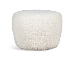 POUF A pouf upholstered in boucle. Italy. 54(d) x 40cm(h)