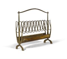 MAGAZINE RACK A brass magazine rack. Italy, c.1950. 45.5 x 11 x 44cm(h)