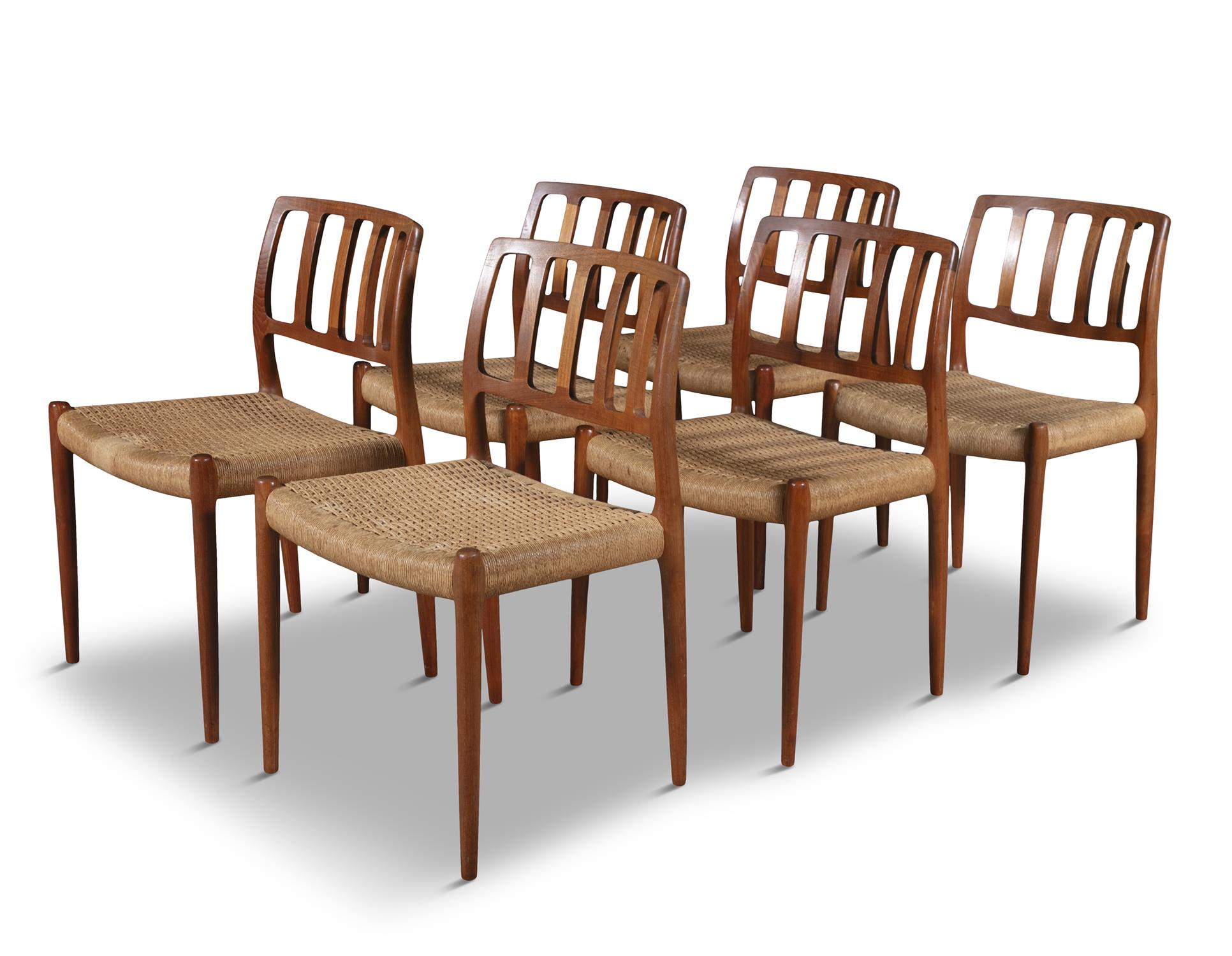 NEILS OTTO MØLLER (1920 - 1982) A set of six cane work dining chairs by Niels Otto Møller.