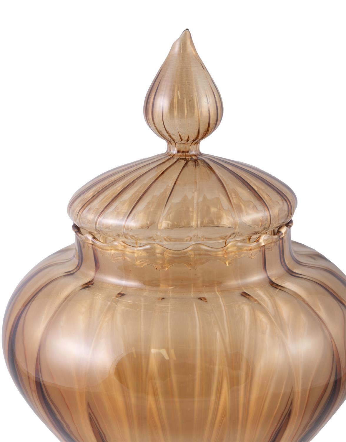 VASES A collection of three smoked glass vases with lids. Italy, 36cm(h) - Image 7 of 9