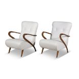 ARMCHAIRS A pair of armchairs attrib. to Paolo Buffa upholstered in boucle. Italy, c.1950.