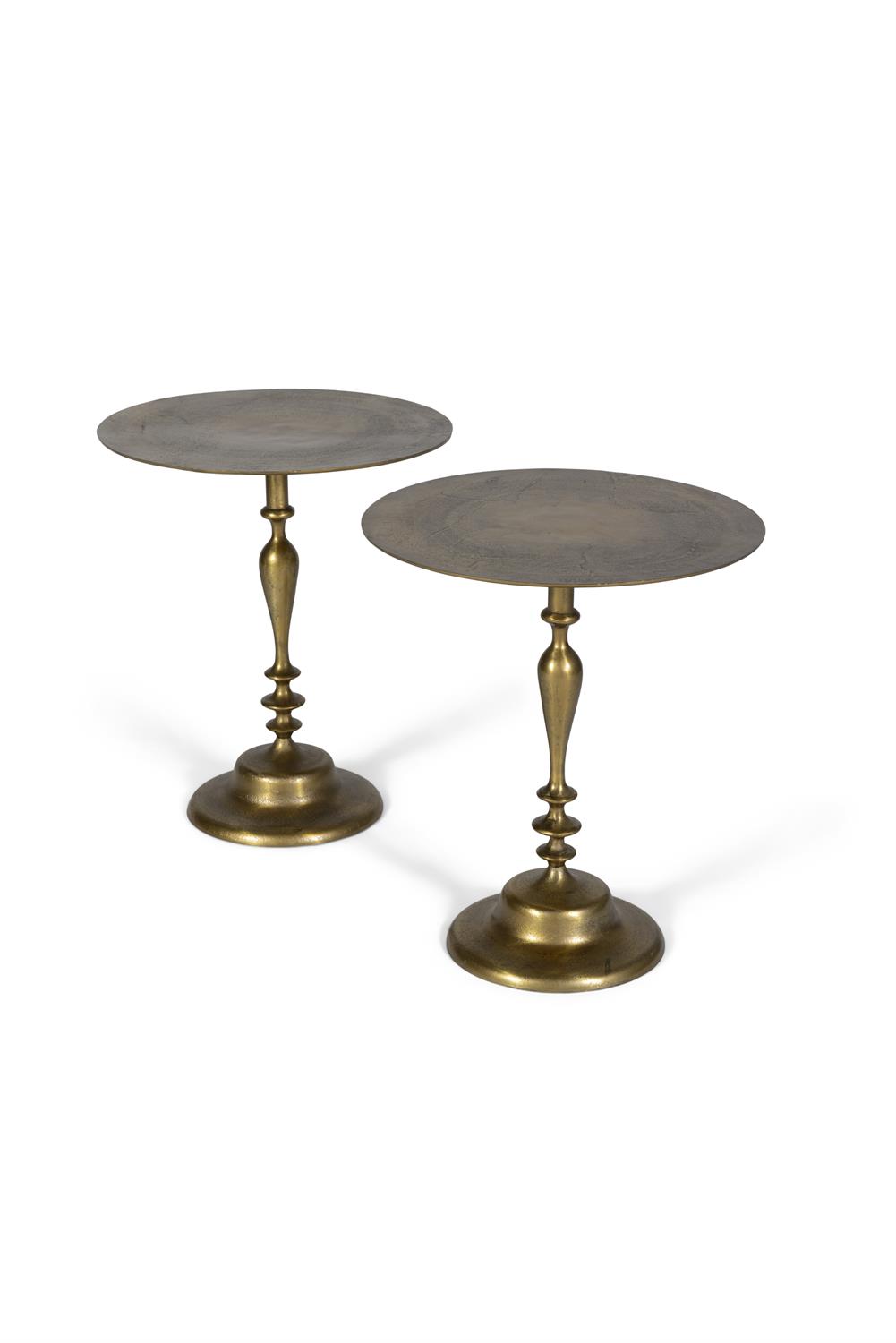 SIDE TABLES A pair of patinated iron circular tables, Ritz Hotel, Paris bearing Ritz, Paris label. - Image 2 of 5