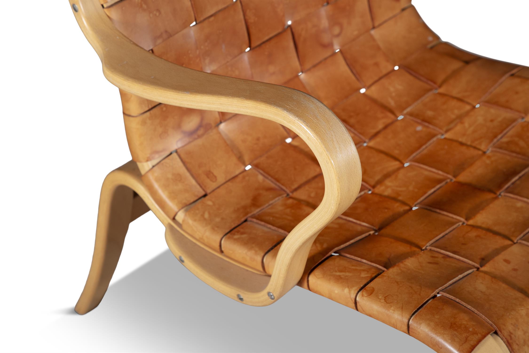 BRUNO MATHSSON Eva armchair by Bruno Mathsson in beech and leather. c.1970. 60 x 65 x 80cm(h); - Image 5 of 5
