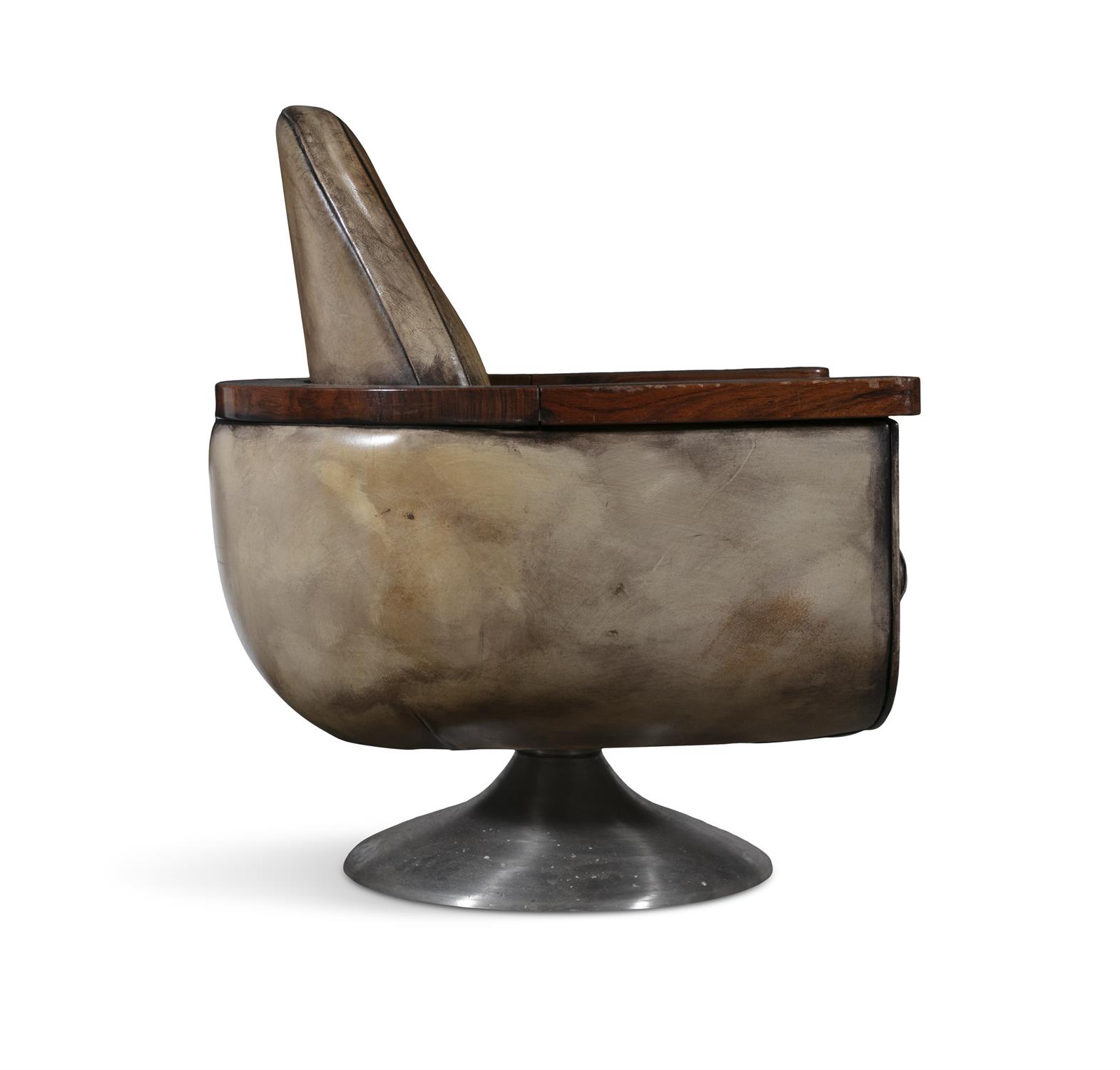 PETER HOYTE A pair of armchairs by Peter Hoyte in rosewood and leather, on a brushed aluminium - Image 6 of 9