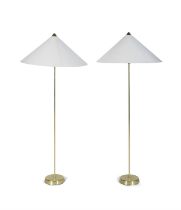 MAE A pair of brass floor lamps by MAE. With maker's stamp. Sweden, c.1970. 147cm(h)