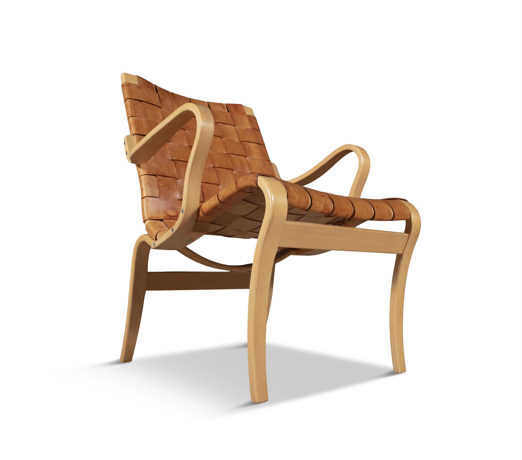 BRUNO MATHSSON Eva armchair by Bruno Mathsson in beech and leather. c.1970. 60 x 65 x 80cm(h); - Image 4 of 5