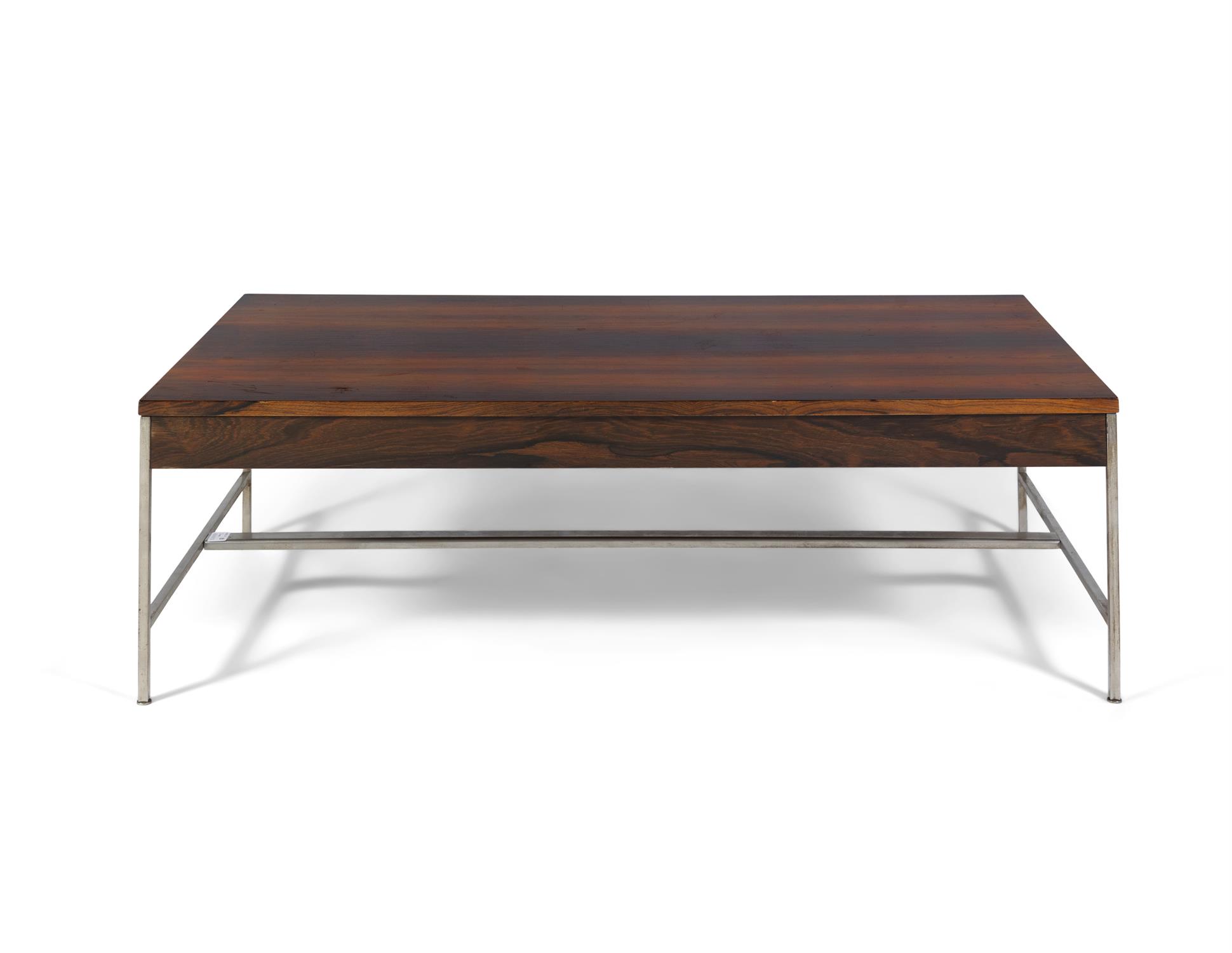 COFFEE TABLE A rosewood and chrome coffee table. Italy, c.1970. 121 x 68.5 x 38cm(h)