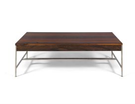 COFFEE TABLE A rosewood and chrome coffee table. Italy, c.1970. 121 x 68.5 x 38cm(h)
